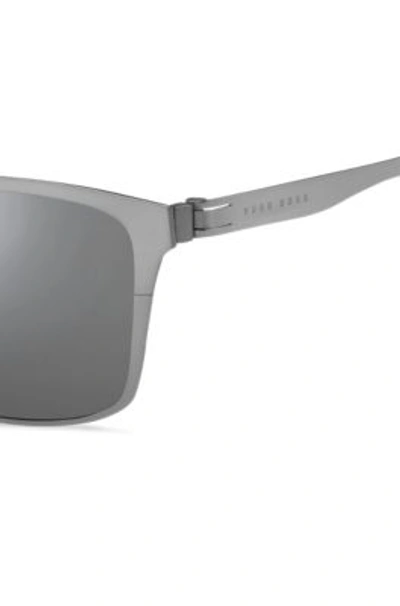 Shop Hugo Boss Boss Silver Tone Metal Sunglasses With Milled Texture Men's Eyewear In Assorted-pre-pack