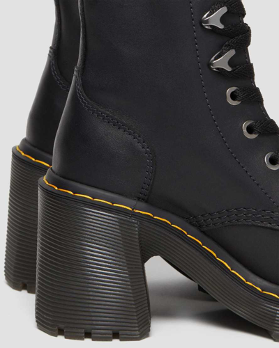 Shop Dr. Martens' Jesy Sendal Leather Lace Up Flared Heel Boots In Schwarz