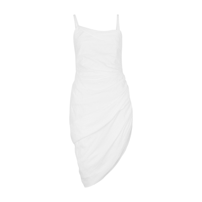 Shop Jacquemus La Robe Saudade White Ruched Mini Dress