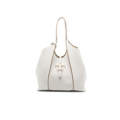 Shop Tod's White Shopping Leather Tote Bag