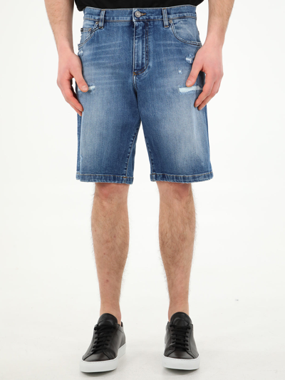 Shop Dolce & Gabbana Jeans Bermuda Shorts In Light Blue