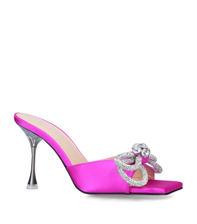 Shop Mach & Mach Satin Double Bow Mules 95 In Pink
