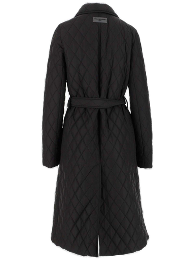 Shop Stella Mccartney Belted Quilted Coat In Black