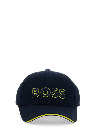 Shop Hugo Boss Baseball Hat With Logo Embroidery In Blu