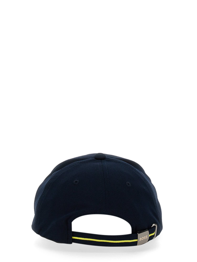 Shop Hugo Boss Baseball Hat With Logo Embroidery In Blu