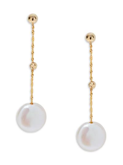 Effy Women's 14k Yellow Gold & 11mm Round Freshwater Pearl Drop Earrings In Yellow Gold