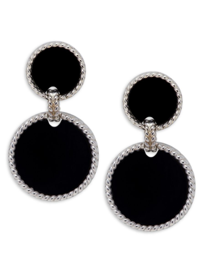 Shop Effy Eny Women's Sterling Silver & Onyx Drop Earrings