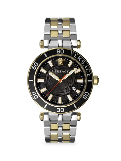 Shop Versace Men's 43mm Greca Sport Yellow Goldplated Stainless Steel Bracelet Watch