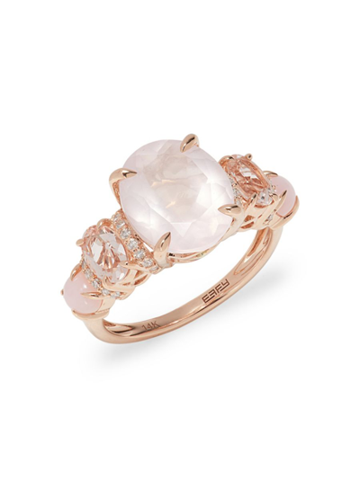 Shop Effy Women's 14k Rose Gold, Quartz, Opal, Moonstone & Diamond Ring