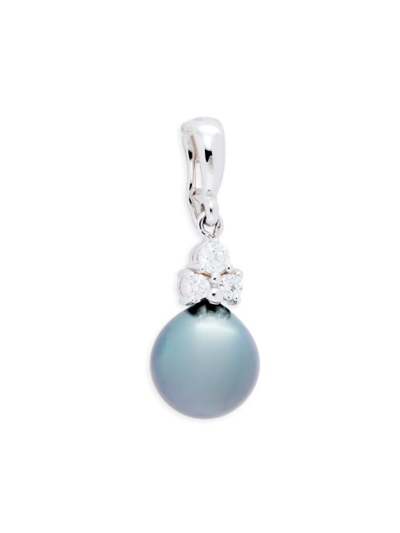 Shop Tara Pearls Women's 18k White Gold, 11-12mm Cultured Tahitian Pearl & Diamond Pendant