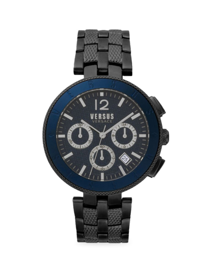 Shop Versus Men's Logo Gent Chrono 44mm Bracelet Watch In Black