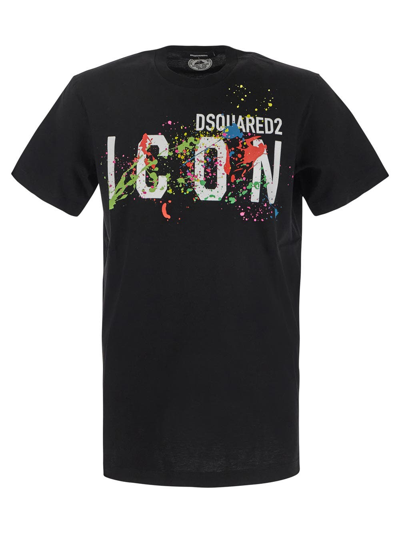 Shop Dsquared2 Icon Printed T-shirt In Black