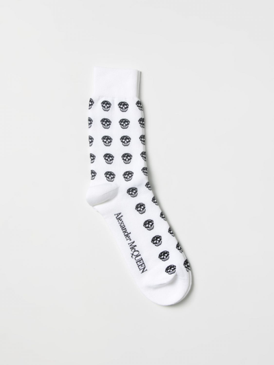 Shop Alexander Mcqueen Skull Cotton Socks In White