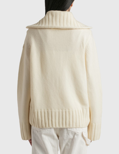 Shop Moncler Padded Wool Cardigan In White