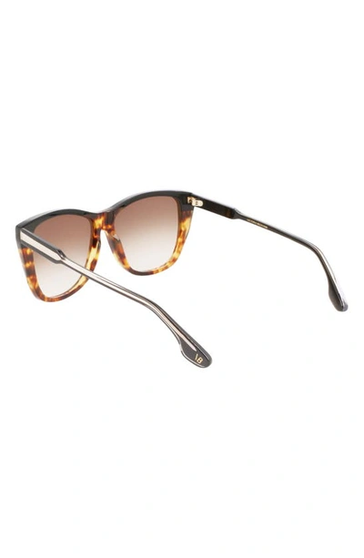 Shop Victoria Beckham 57mm Gradient Lens Cat Eye Sunglasses In Black-tortoise