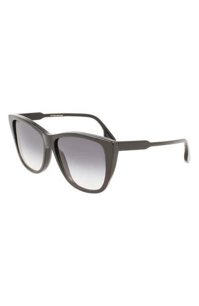 Shop Victoria Beckham 57mm Gradient Lens Cat Eye Sunglasses In Black
