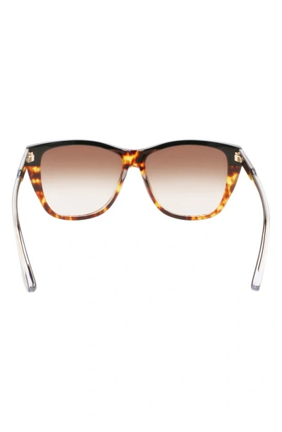 Shop Victoria Beckham 57mm Gradient Lens Cat Eye Sunglasses In Black-tortoise