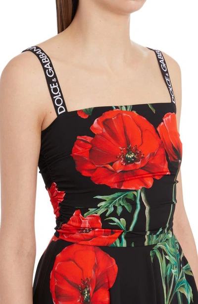 Shop Dolce & Gabbana Poppy Print Fit & Flare Midi Dress In Hn3qg Papaveri Fdo.nero