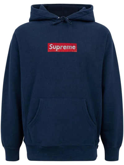 Shop Supreme X Swarovski Box Logo Hoodie In Blue