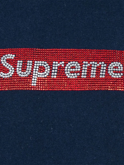 Supreme Swarovski Box Logo Hoodie In Blue