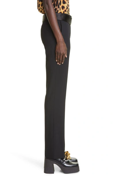 Shop Stella Mccartney Belted Split Hem Straight Leg Trousers In 1000 Black