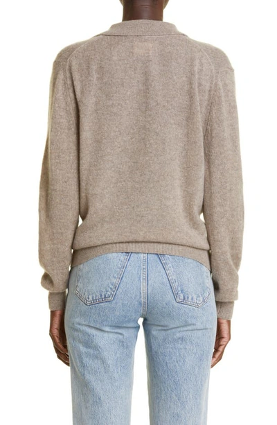 Shop Khaite Jo Stretch Cashmere Polo Sweater In Barley