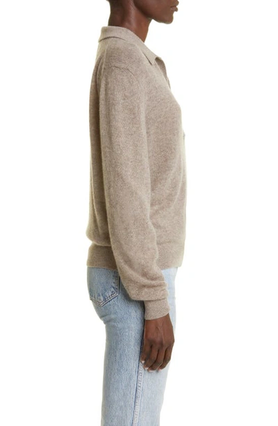 Shop Khaite Jo Stretch Cashmere Polo Sweater In Barley