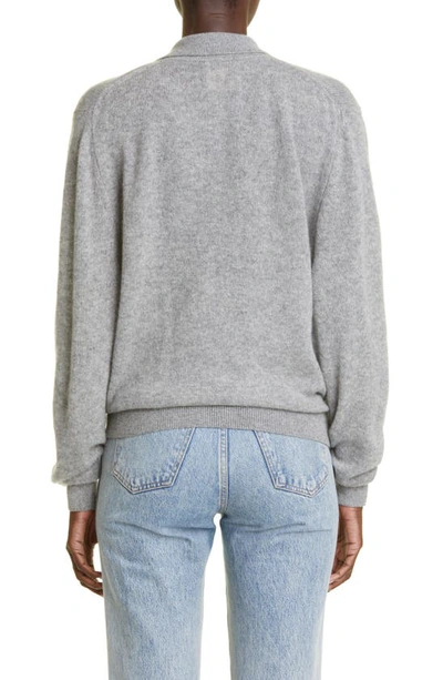 Shop Khaite Jo Stretch Cashmere Polo Sweater In Warm Grey