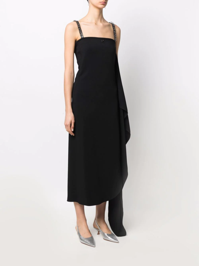 Courrèges Draped Panel Midi Dress In Black