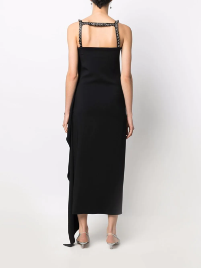 Courrèges Draped Panel Midi Dress In Black