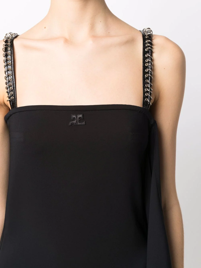Courrèges Draped Panel Midi Dress In Black