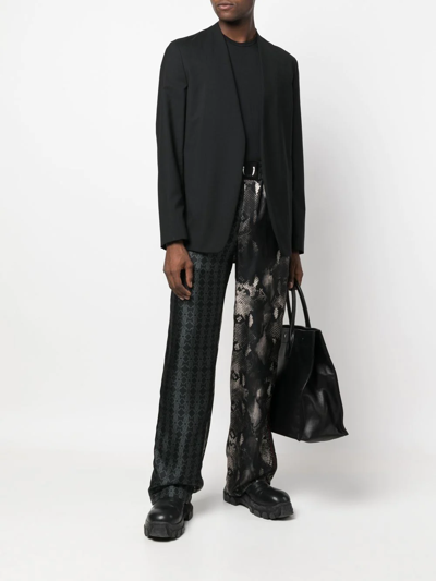 Roberto Cavalli Patchwork-print Silk Track Pants In Black