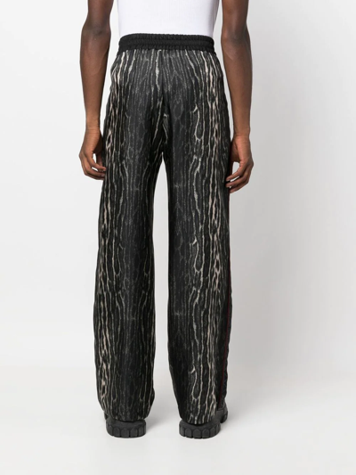 Roberto Cavalli Patchwork-print Silk Track Pants In Black