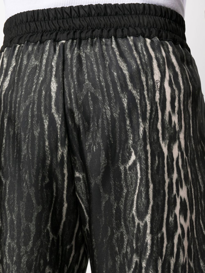 Roberto Cavalli Patchwork-print Silk Track Pants In Black