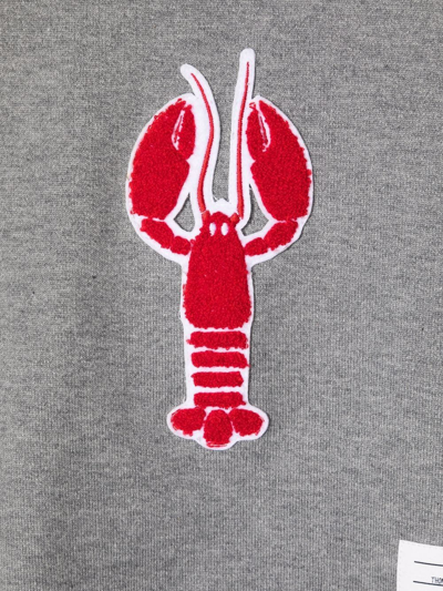 Thom Browne 4-bar Lobster-patch Cotton Sweatshirt In Grey