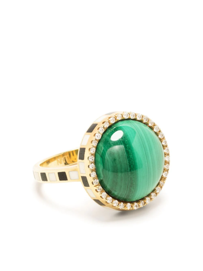 Shop Nevernot 18kt Gold 'grab N Go' Ready 2 Adventure Malachite Ring In Green