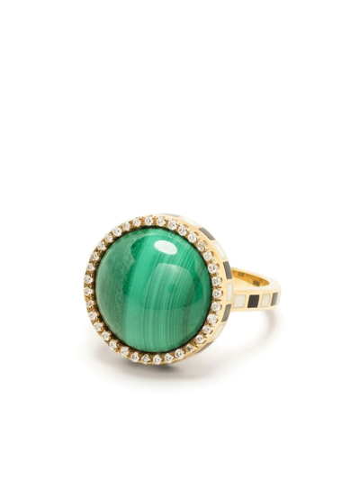 Nevernot 18kt Gold 'grab N Go' Ready 2 Adventure Malachite Ring In Green