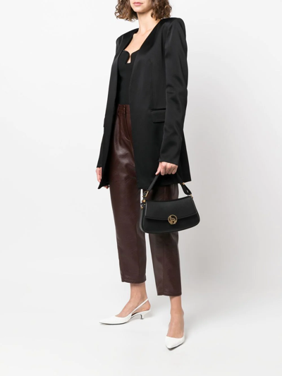 Stella Mccartney S-wave Logo Plaque Fold-over Shoulder Bag In Black