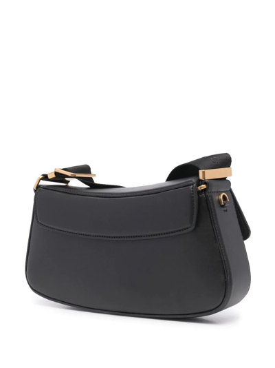 Stella Mccartney S-wave Logo Plaque Fold-over Shoulder Bag In Black
