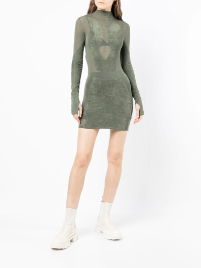 Shop Dion Lee Chenille Intarsia Mini Dress In Green