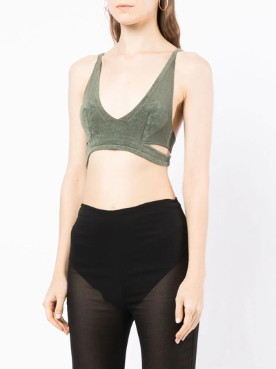 Shop Dion Lee Chenille Intarsia Bralette Top In Green