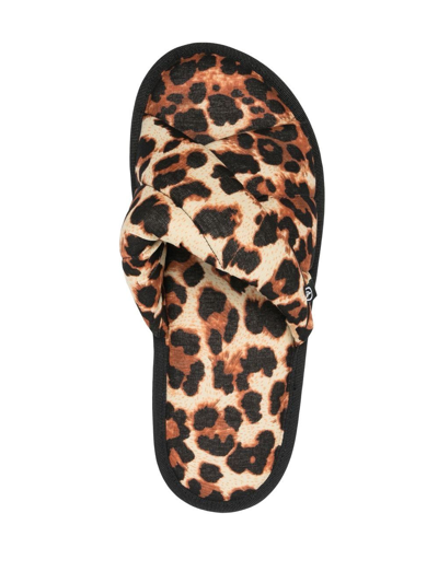 Shop Arizona Love Vegas Leopard-print Slides In Nude
