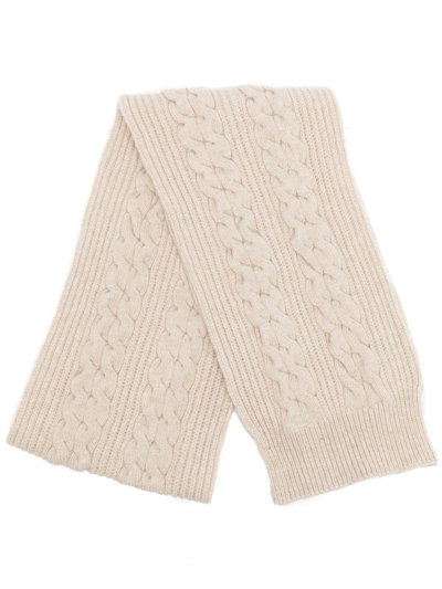 Shop Pringle Of Scotland Ribbed Cable-knit Scarf In Weiss