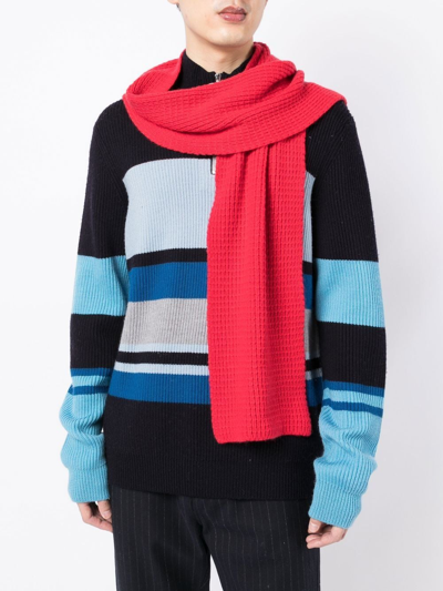 Pringle Of Scotland Cashmere Waffle-knit Scarf In Rot