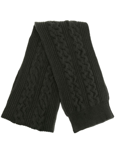 Shop Pringle Of Scotland Ribbed Cable-knit Scarf In Grün