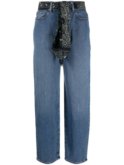Shop Tommy Hilfiger Bandana-belt Straight Jeans In Blue