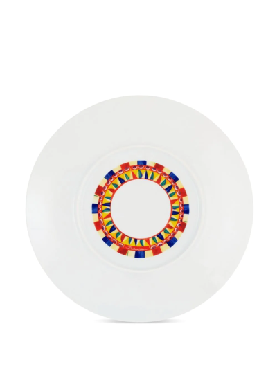 Shop Dolce & Gabbana Knight-print Charger Plate In Orange