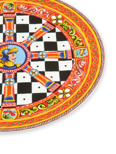 Shop Dolce & Gabbana Knight-print Charger Plate In Orange