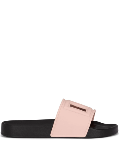 Shop Dolce & Gabbana Dg-logo Cut-out Slides In Pink