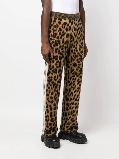 Shop Palm Angels Animalier Brushed Track Pants In Braun